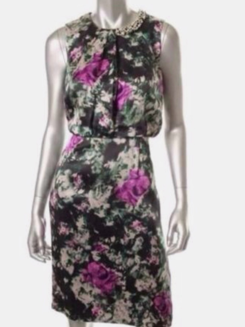 Hugo Boss Black Floral Midi Dress with Fuchsia Accents
